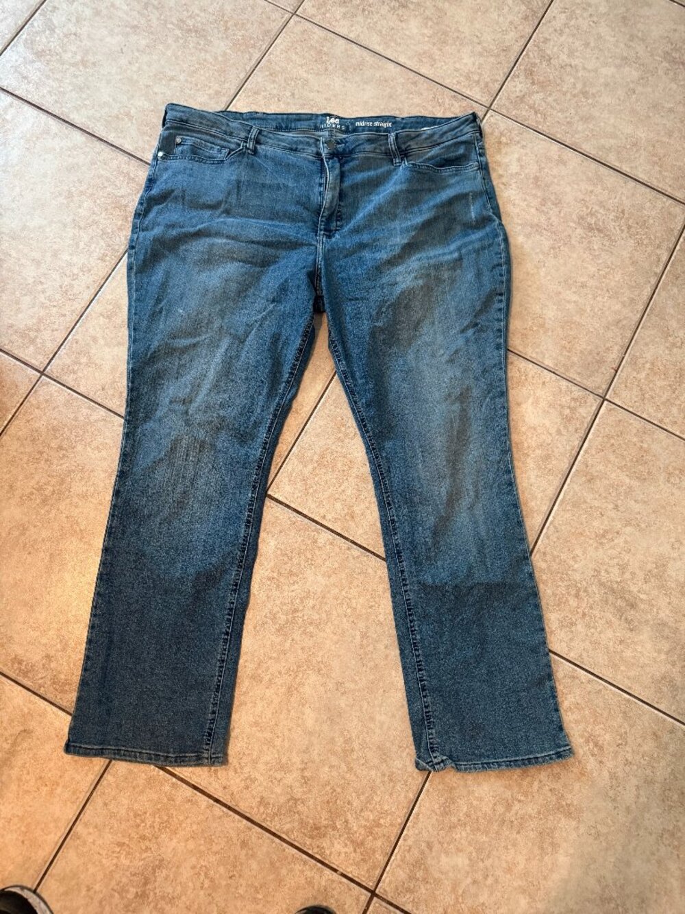 Lee Riders Straight Leg Jeans Womens 22 Dark Wash Mid Rise Stretch Denim
